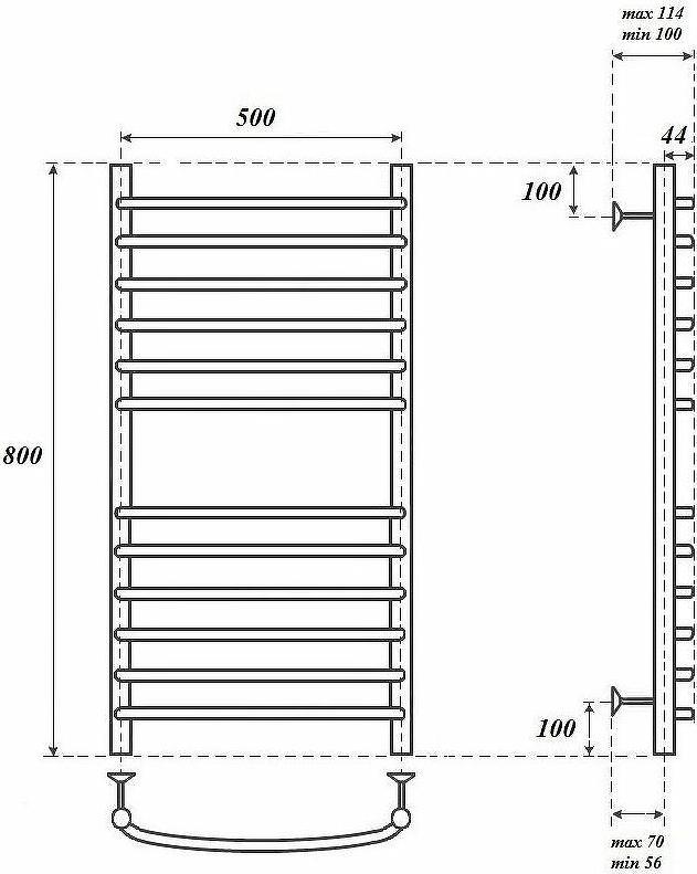 Полотенцесушитель водяной Point PN05158S П12 500x800, хром