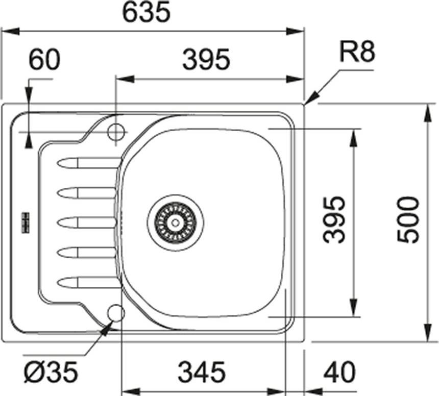 Кухонная мойка 63 см Franke Onda line OLL 611-63 101.0607.159, нержавеющая сталь декор