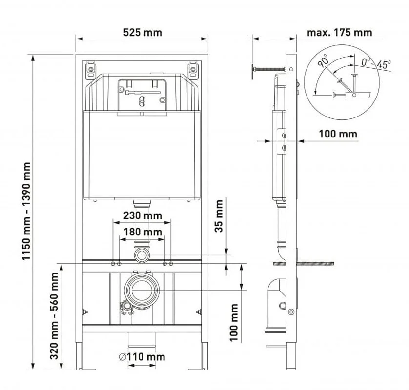 Инсталляция Berges Novum 525 с унитазом Ego Rimless, крышка микролифт, клавиша F5 Soft Touch черная, 047255