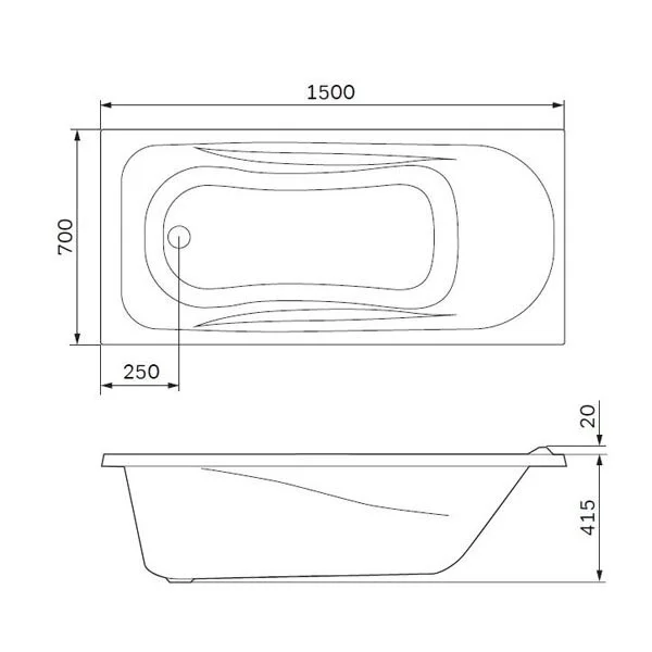 Акриловая ванна AM.PM Sense W76A-150-070W-A_sanket_line_chrome белый