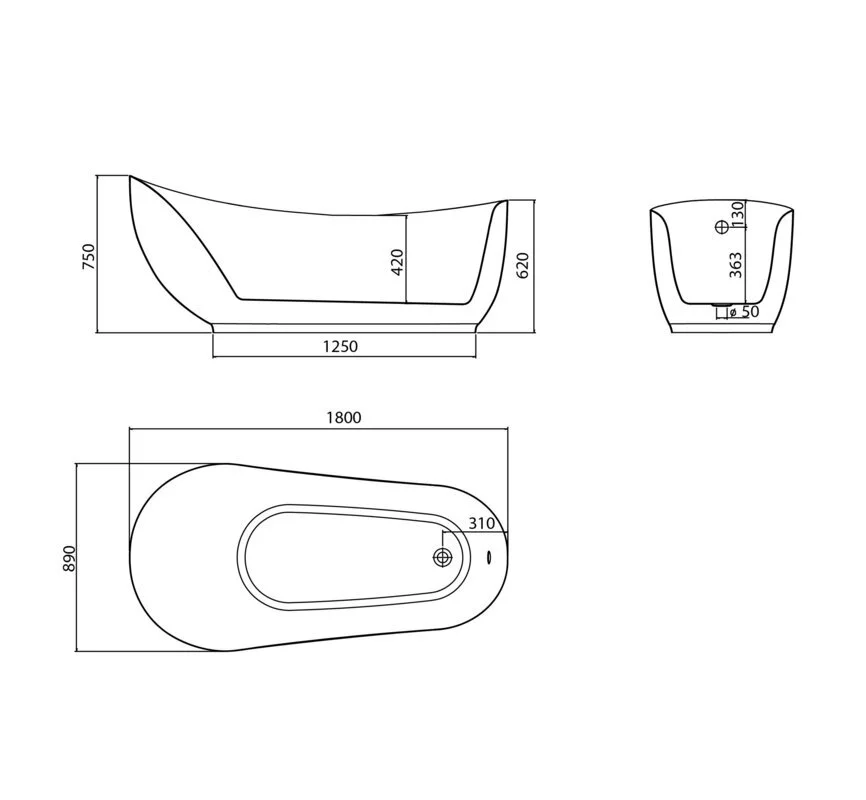 Акриловая ванна Grossman Style GR-2303MB белый, черный