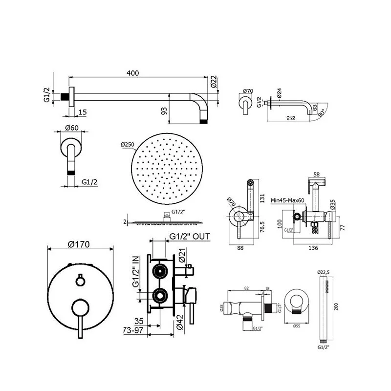 Душевая система Plumberia Selection Ixo KITZXO19CR260 хром