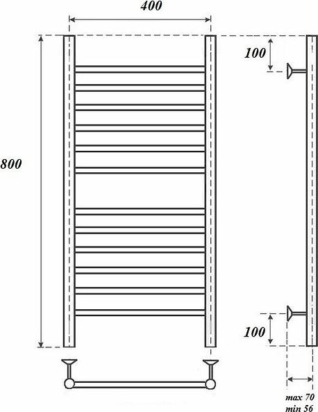 Полотенцесушитель водяной Point PN10148S П12 400x800, хром