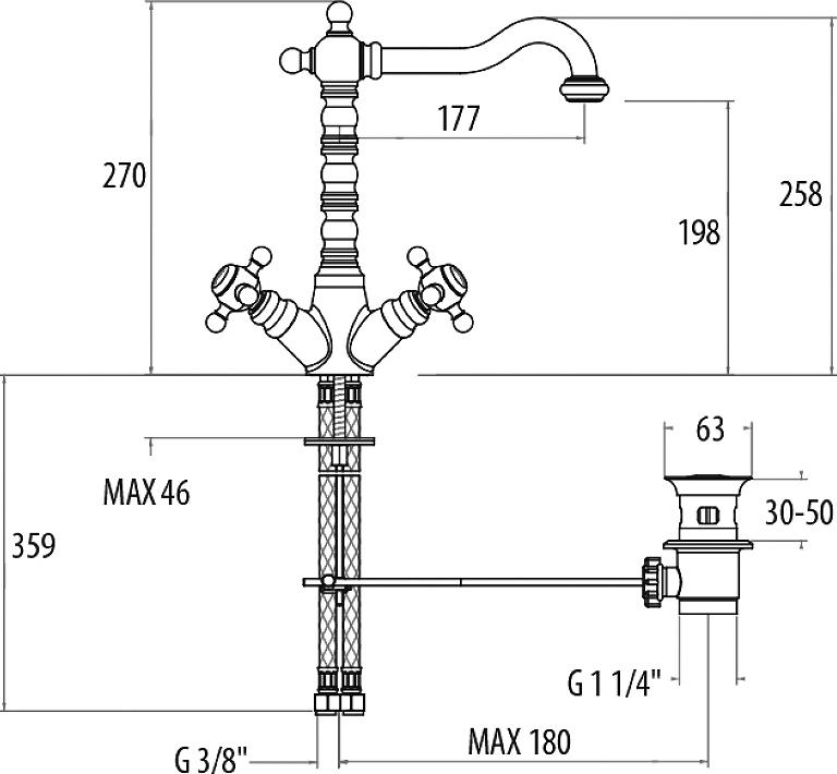 Смеситель Gattoni Vivaldi 12300C0 для раковины