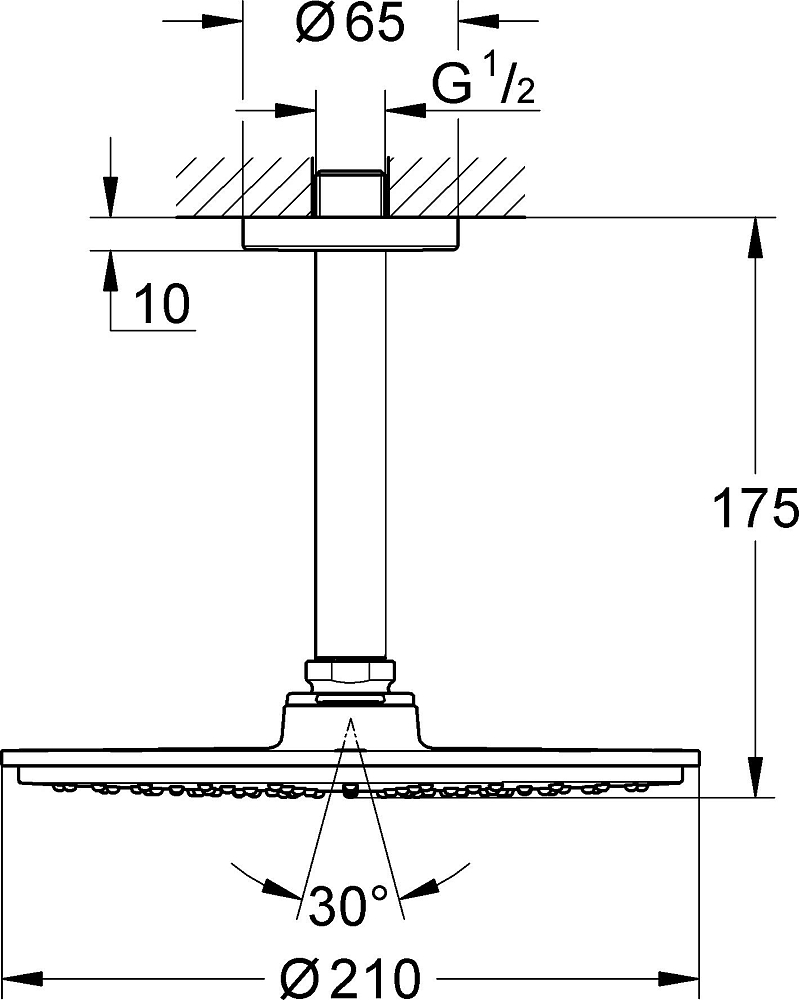 Верхний душ Grohe Rainshower Cosmopolitan 210 26053000