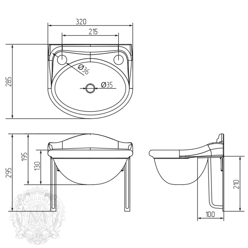 Раковина Migliore Milady ML.MLD-25.742S.BI белый