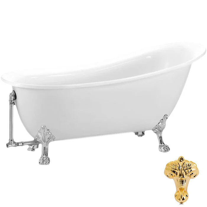 Акриловая ванна BelBagno BB06-1700/BB04-SUP/BB-LEG-LION-ORO белый