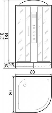 Душевая кабина 80*80*210см River Dunay 80/26 МТ