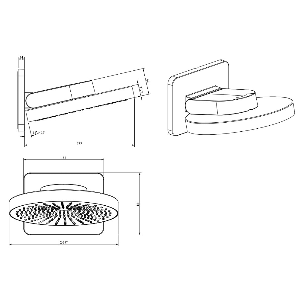 Верхний душ Vincea Inspire VSHD-3I1CMB, черный