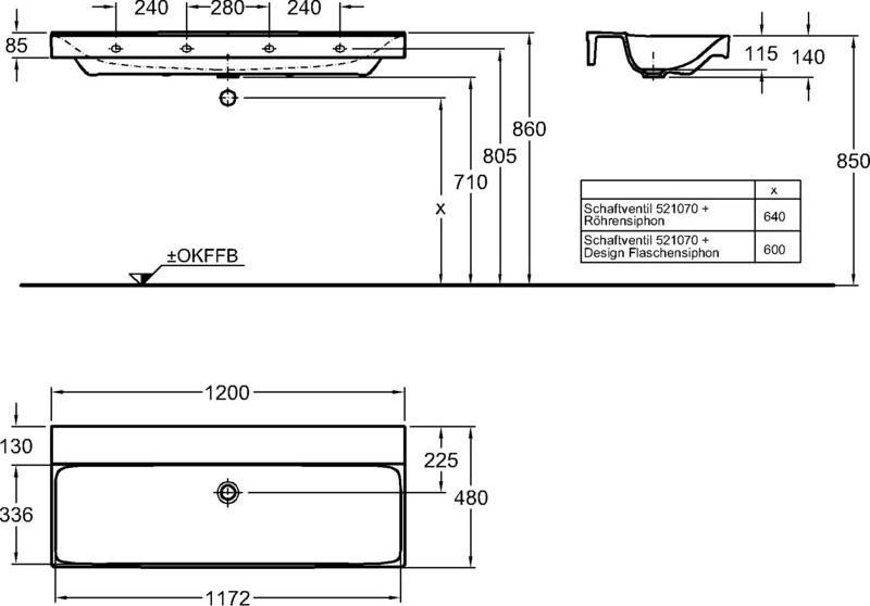 Раковина 120 см Geberit (Keramag) Xeno2 127023000, белый