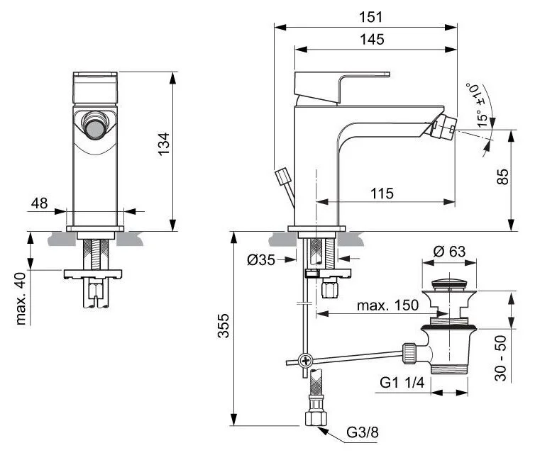 Смеситель для биде Ideal Standard Edge A7118AA хром