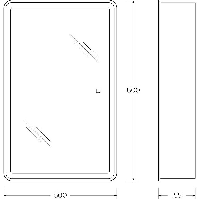 Зеркальный шкаф BelBagno Marino SPC-MAR-500/800-1A-LED-TCH 50 см, с подсветкой, белый