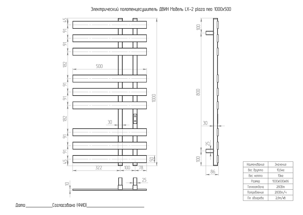 Полотенцесушитель Двин LX-2 plaza neo 4657812419818 белый