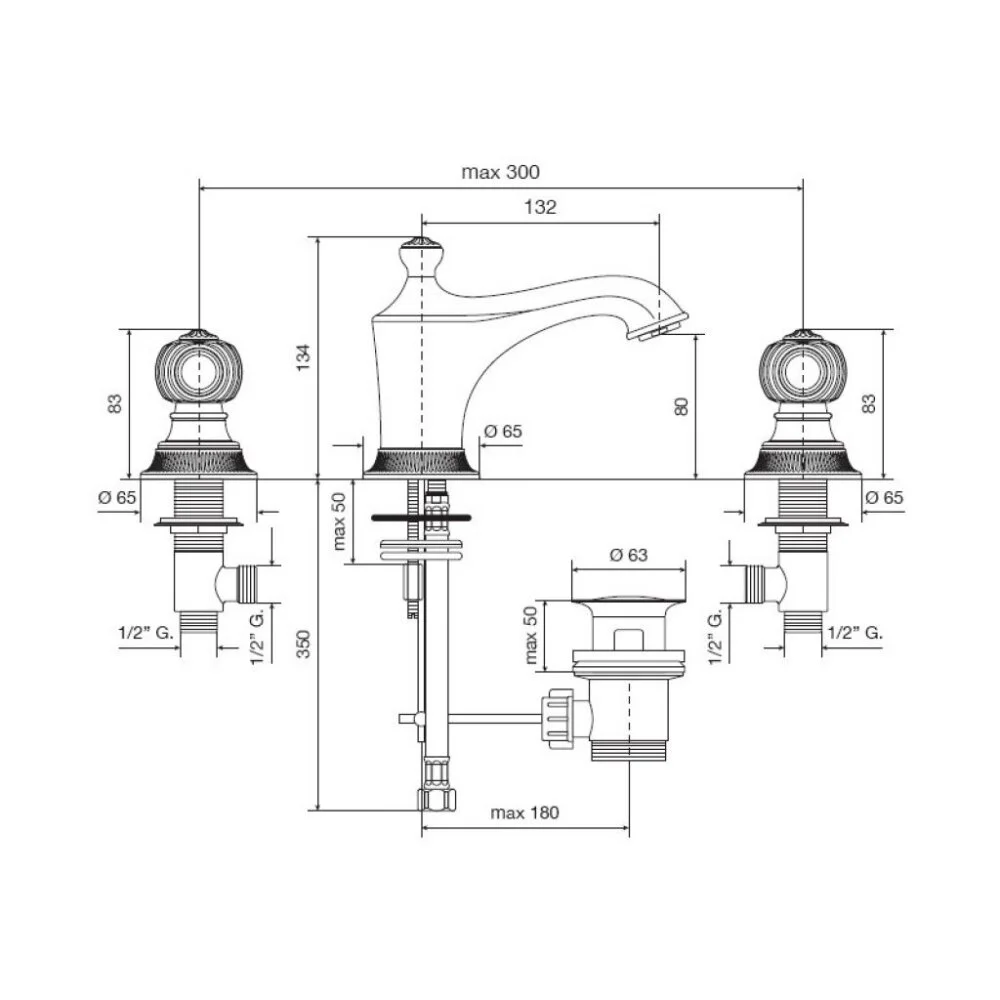 Смеситель для раковины Emmevi The One 98033VSWOR золото