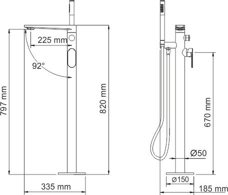 Смеситель для ванны с душем Wasserkraft Dinkel 5821