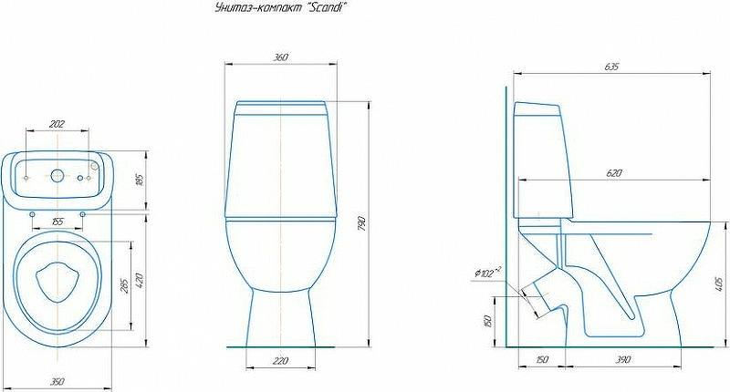 Унитаз компакт Rosa Сканди Люкс 4630055554119 белый с бачком и сиденьем микролифт