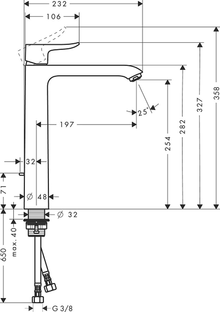 Смеситель для раковины Hansgrohe Metris 31184000, хром