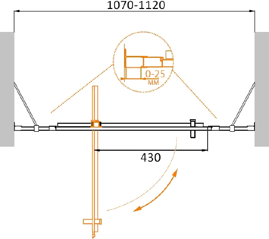 Душевая дверь в нишу Cezares MOLVENO-BA-12-70+40-C-Cr-IV стекло прозрачное