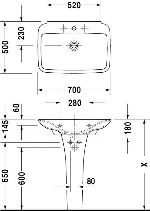 Раковина 70 см Duravit PuraVida 2701700000