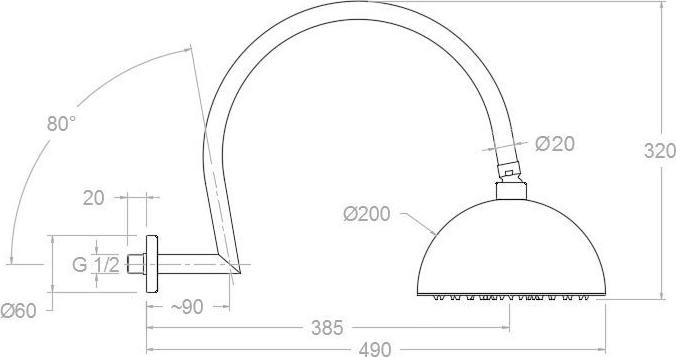 Душ верхний с кронштейном Ramon Soler Hidroterapia RB2A390