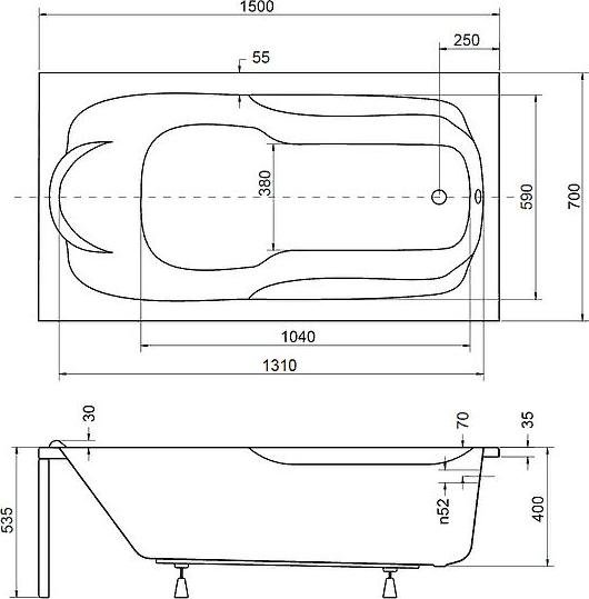 Акриловая ванна Besco Bona 150x70 WAB-150-PK