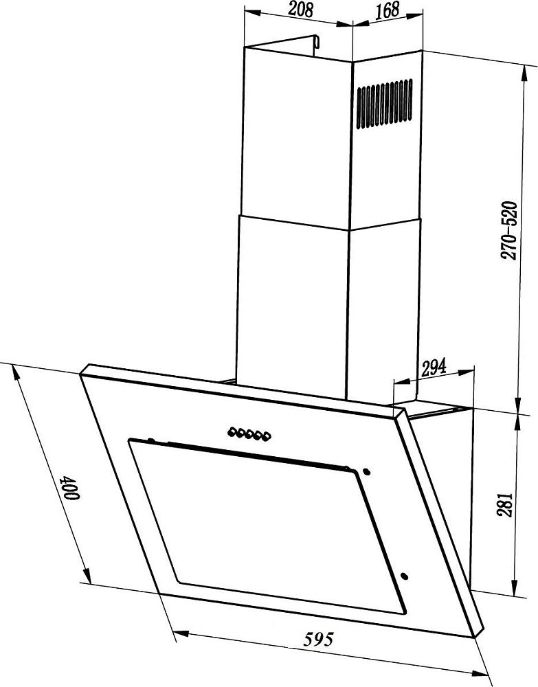 Наклонная кухонная вытяжка LEX Mika 600 CHTI000332, black