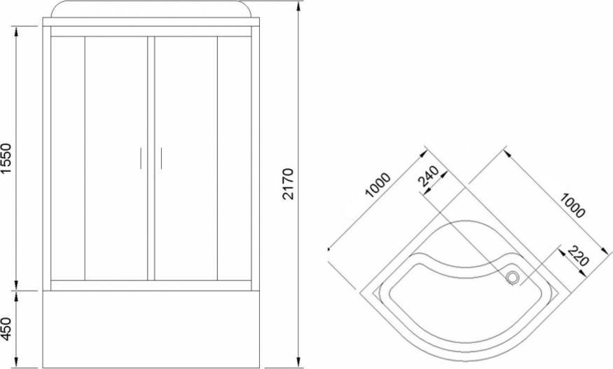 Душевая кабина 100х100 см Royal Bath ВК RB100BK3-BT-CH стекло прозрачное с гидромассажем