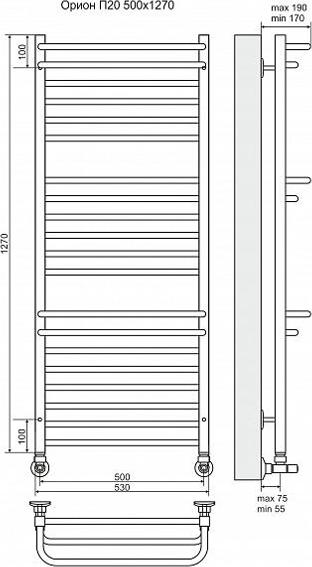 Полотенцесушитель водяной Terminus Орион П20 500x1270 4620768888595