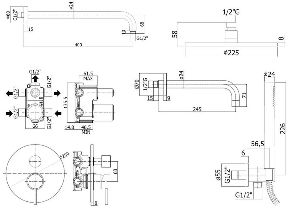 Душевая система Paffoni KIT LIG KITLIG019BO141 белый