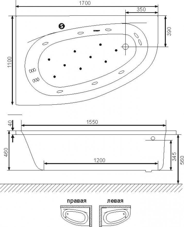 Акриловая ванна Excellent Kameleon 170х110 WAEX.KMP17WH левая