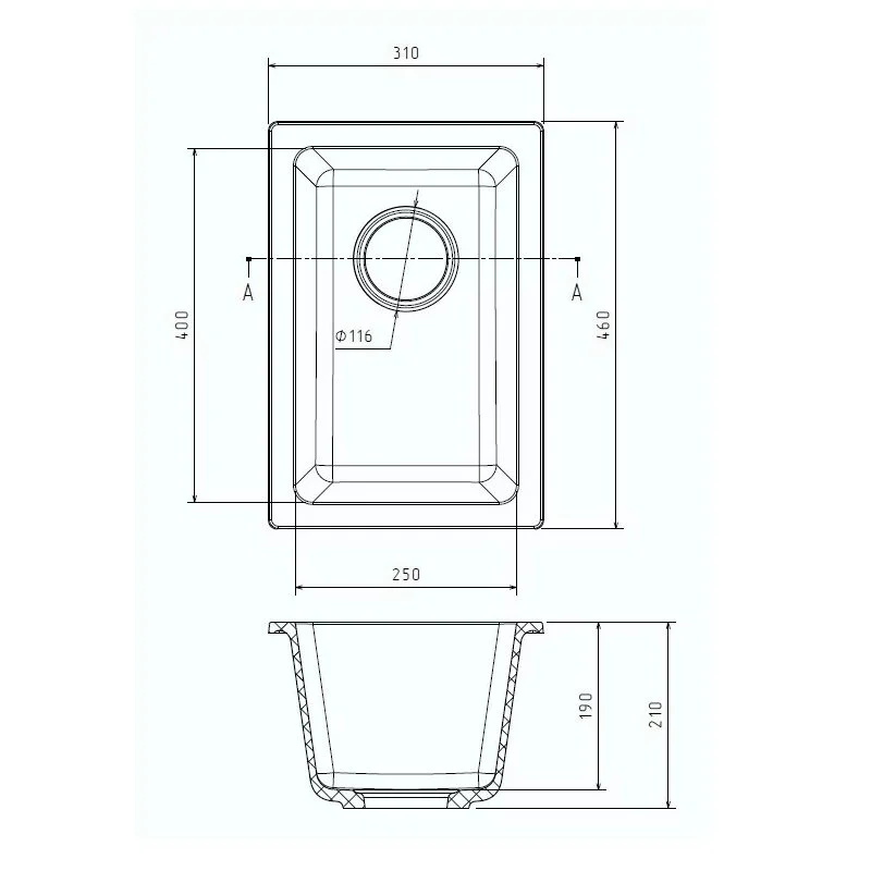 Кухонная мойка Rivelato Berkana BK-25 antracite черный