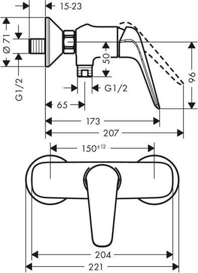 Смеситель для душа Hansgrohe Novus 71062000, хром