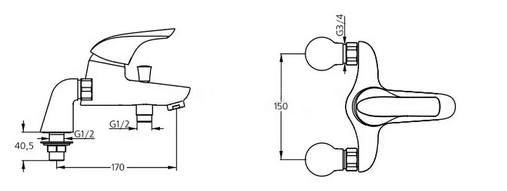 Смеситель для ванны с душем Ideal Standard Ceraplan B4100AA хром