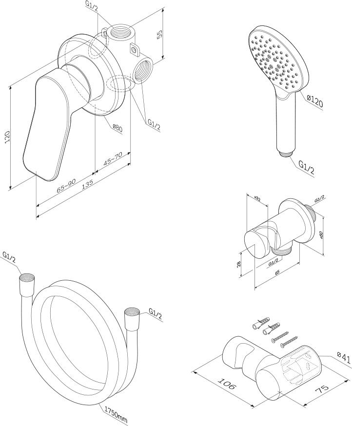 Душевой комплект AM.PM X-Joy FB85A2H022, черный