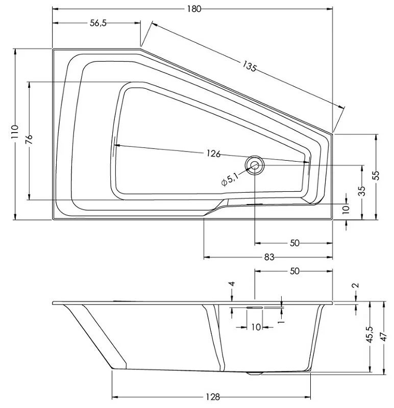 Акриловая ванна Riho Rething Space B115006005 белый