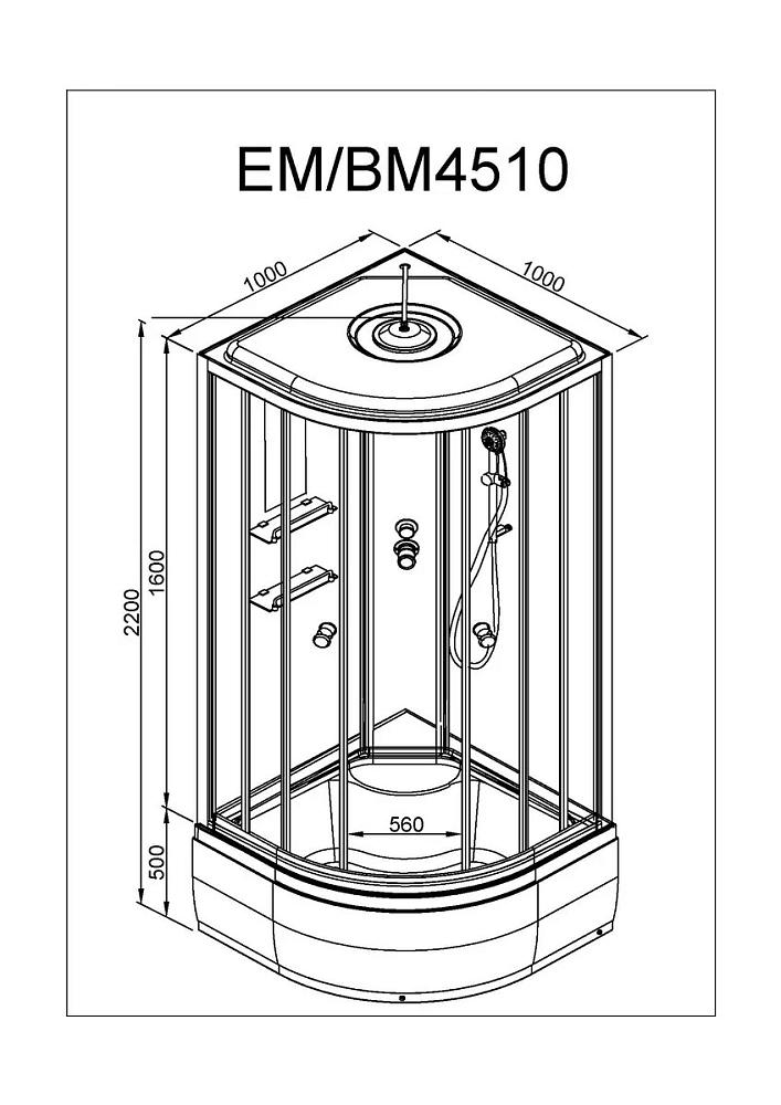 Душевая кабина Deto Em EM4510GM+EL