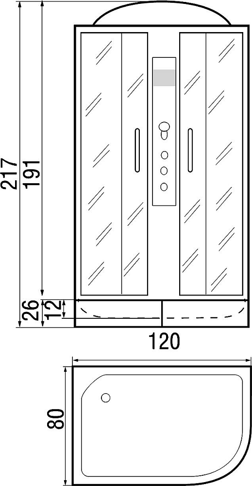 Душевая кабина River Temza 120/80/26 ТН L