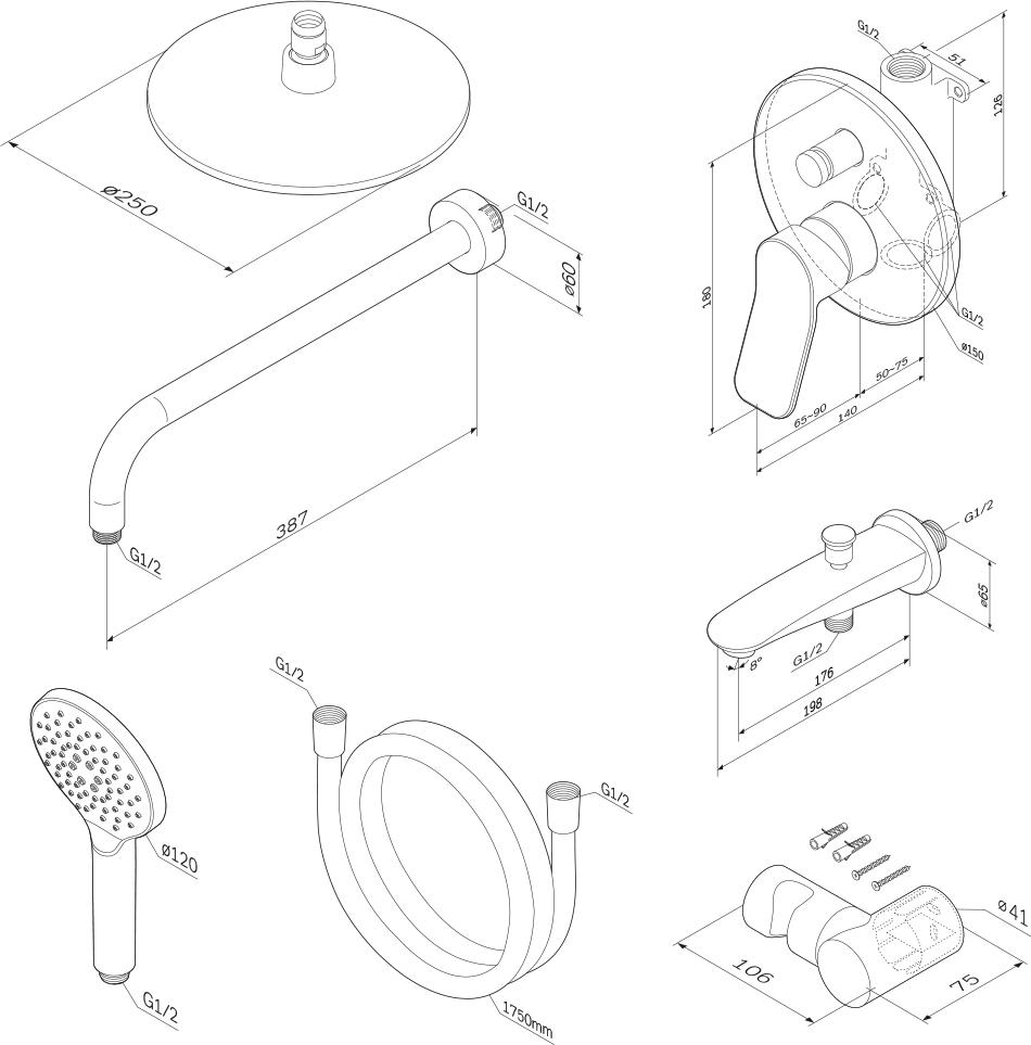 Душевая система AM.PM X-Joy FB85A10010, хром