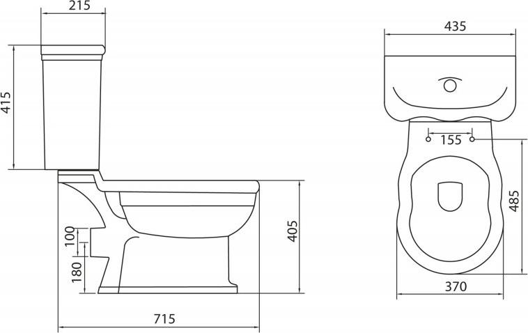 Чаша для унитаза-компакта BelBagno Boheme BB115CP с горизонтальным выпуском воды