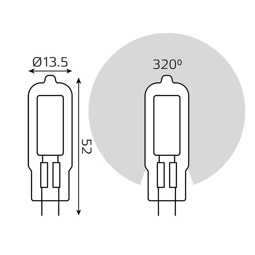 Лампа светодиодная Gauss G4 3.5W 3000K прозрачная 107807103