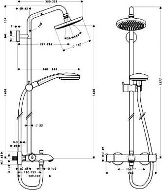 Душевая система Hansgrohe Croma 100 Showerpipe 27144000