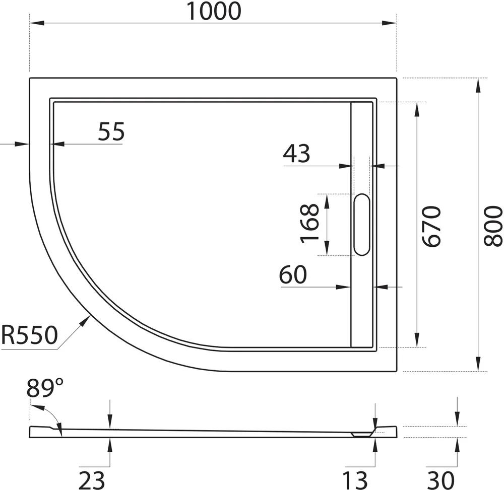 Поддон для душа Cezares TRAY-AS-RH-100/80-30-W-R 100x80 R, белый