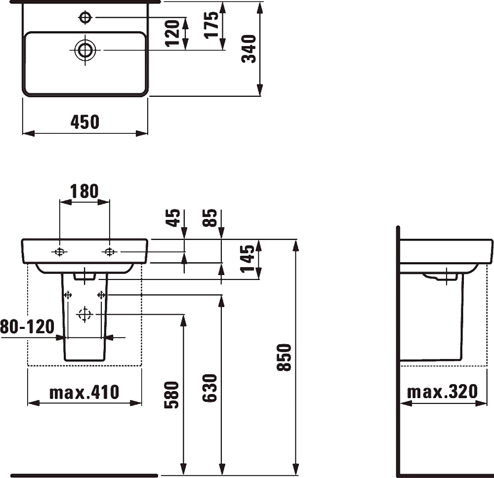 Рукомойник Laufen Pro S 8.1596.1.000.104.1