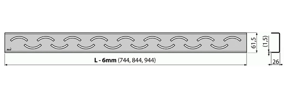 Решетка водосточная AlcaPlast Smile-850M, нержавеющая сталь матовая