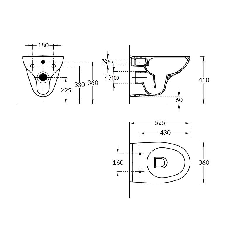 Унитаз подвесной Kerama Marazzi Pro XPRO.wc.02 безободковый, с микролифтом