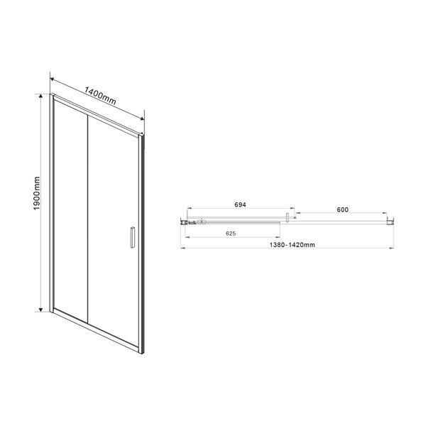 Душевая дверь Vincea Garda VDS-1G140CLGM 140x190 см, вороненая сталь, стекло прозрачное