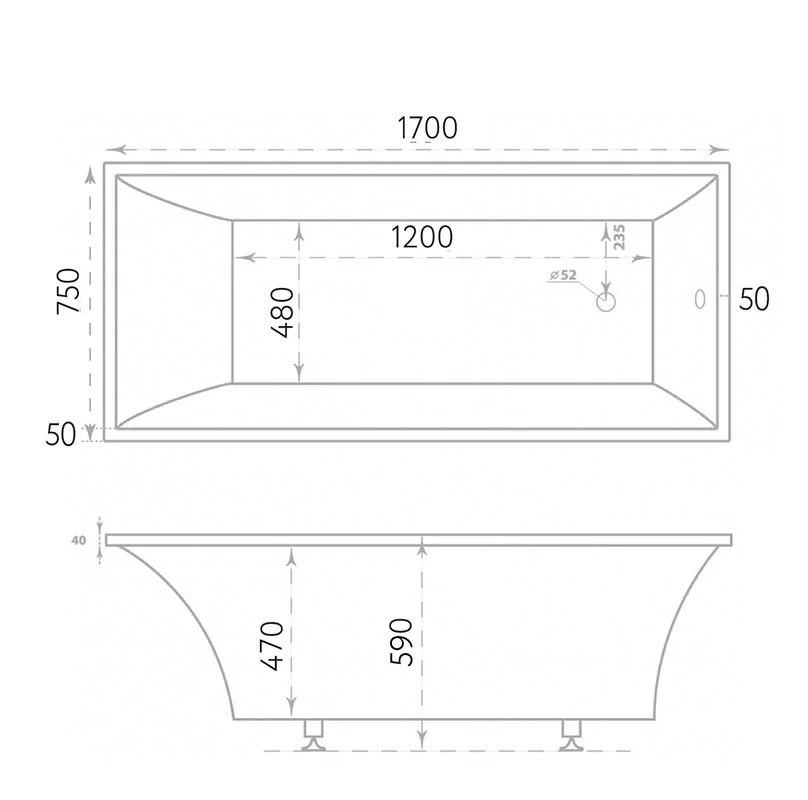 Ванна из искуственного камня Marmo Bagno Милано MB-M170-75 белый