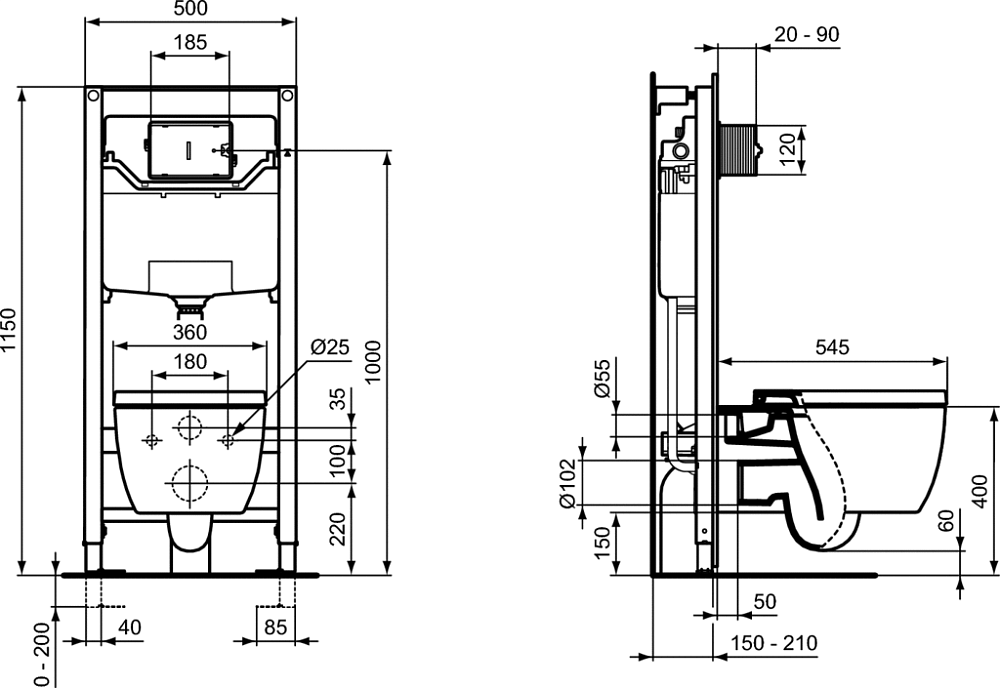 Комплект инсталляция с подвесным унитазом Ideal Standard Blend Curve M374901 с сиденьем микролифт