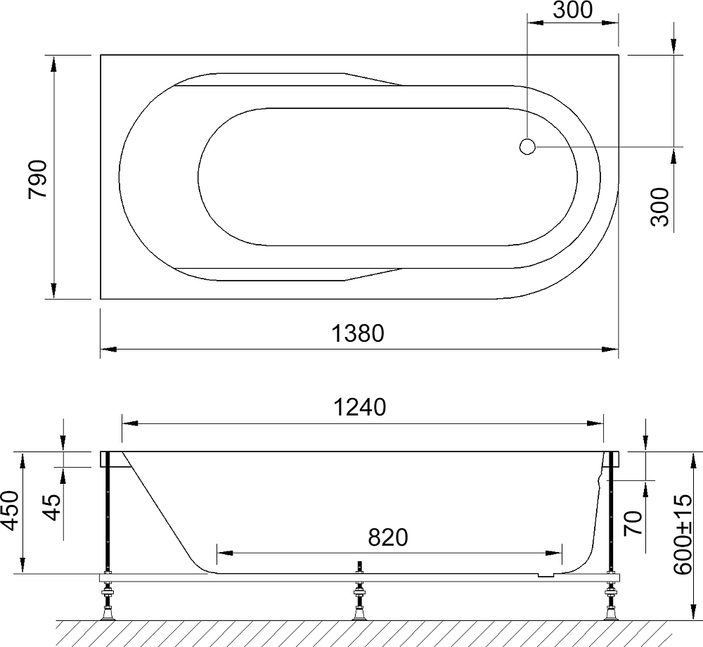 Акриловая ванна Royal Bath Azur RB 614200 L 140 см