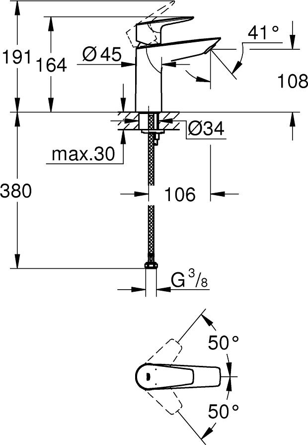 Смеситель для раковины Grohe BauEdge 23904001, хром